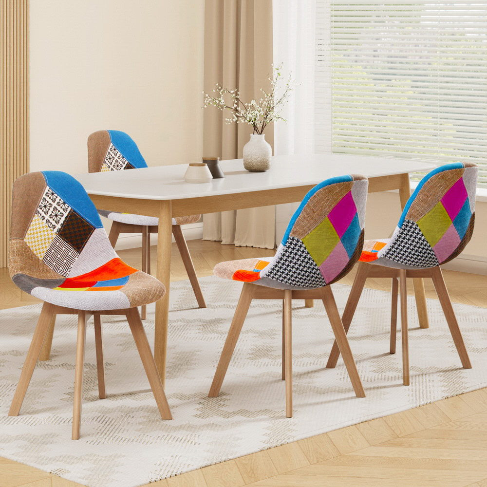 Artiss Retro Fabric Replica DSW Dining Chairs x 4
