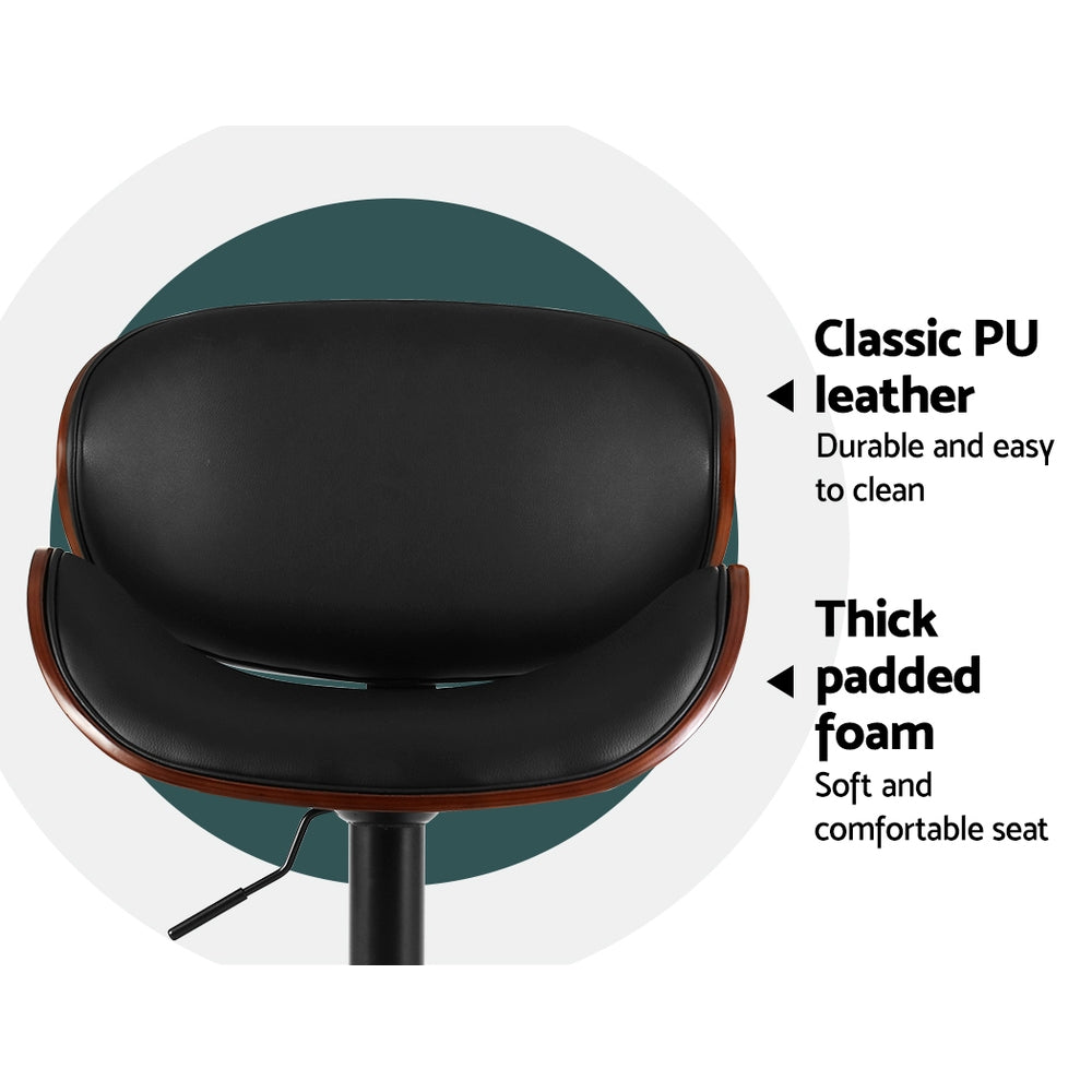 Artiss Vintage Style Leather Bar Stools - Black