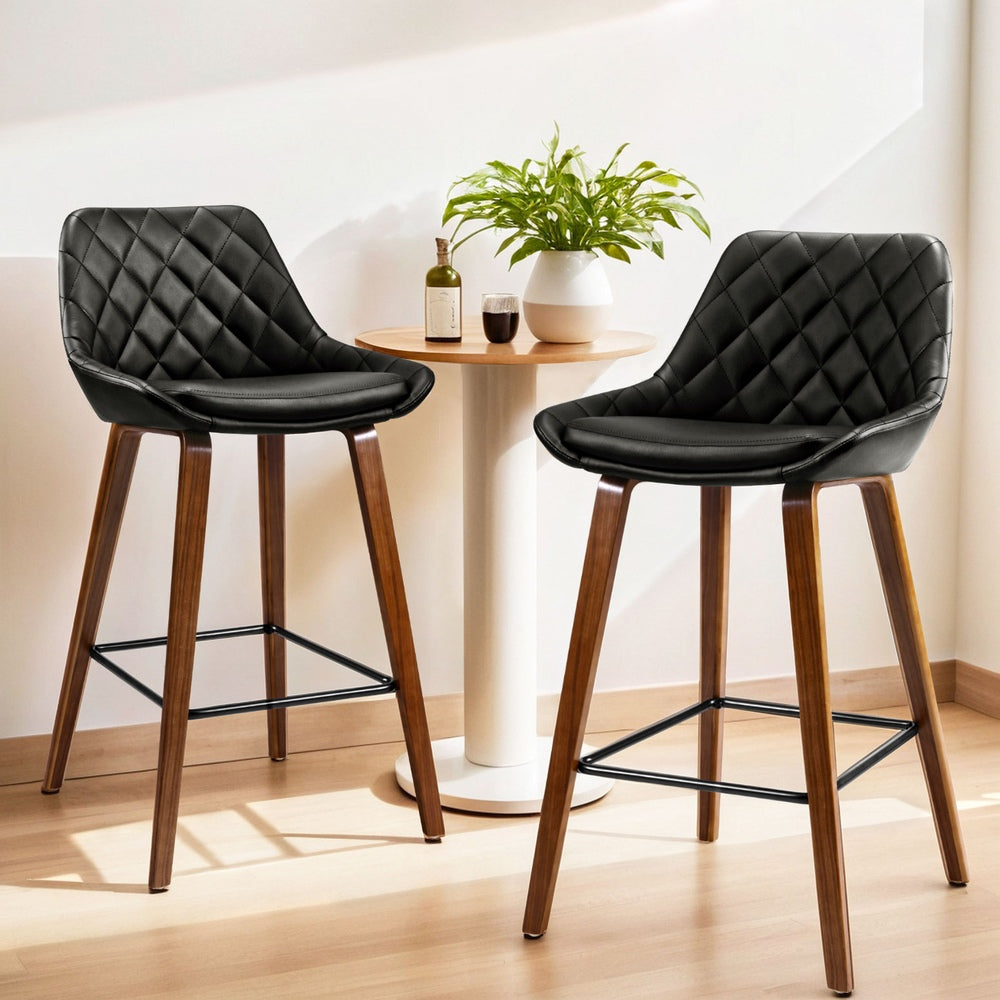 Artiss 4x Leather Bar Stools - Black