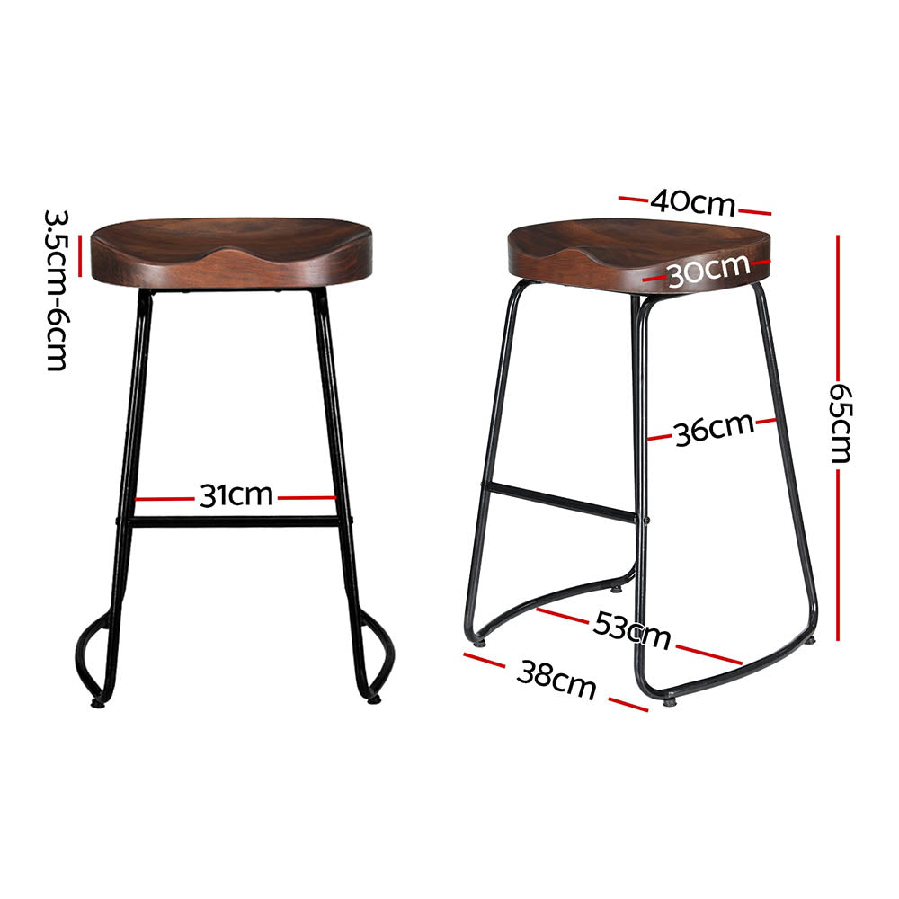 Artiss Tractor Seats Bar Stools x 4 - Elm Wood