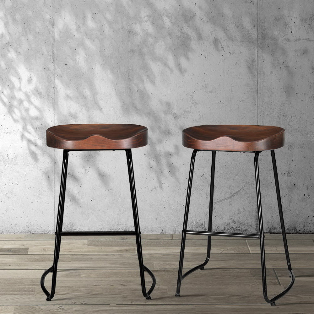 Artiss Tractor Seats Bar Stools x 4 - Elm Wood