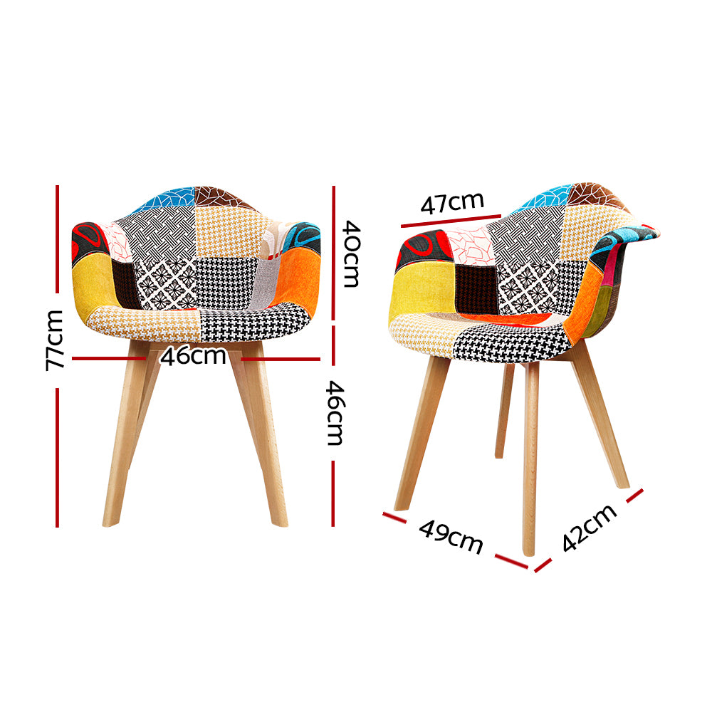 Artiss Fabric Dining Chairs x 2 - Multicolour