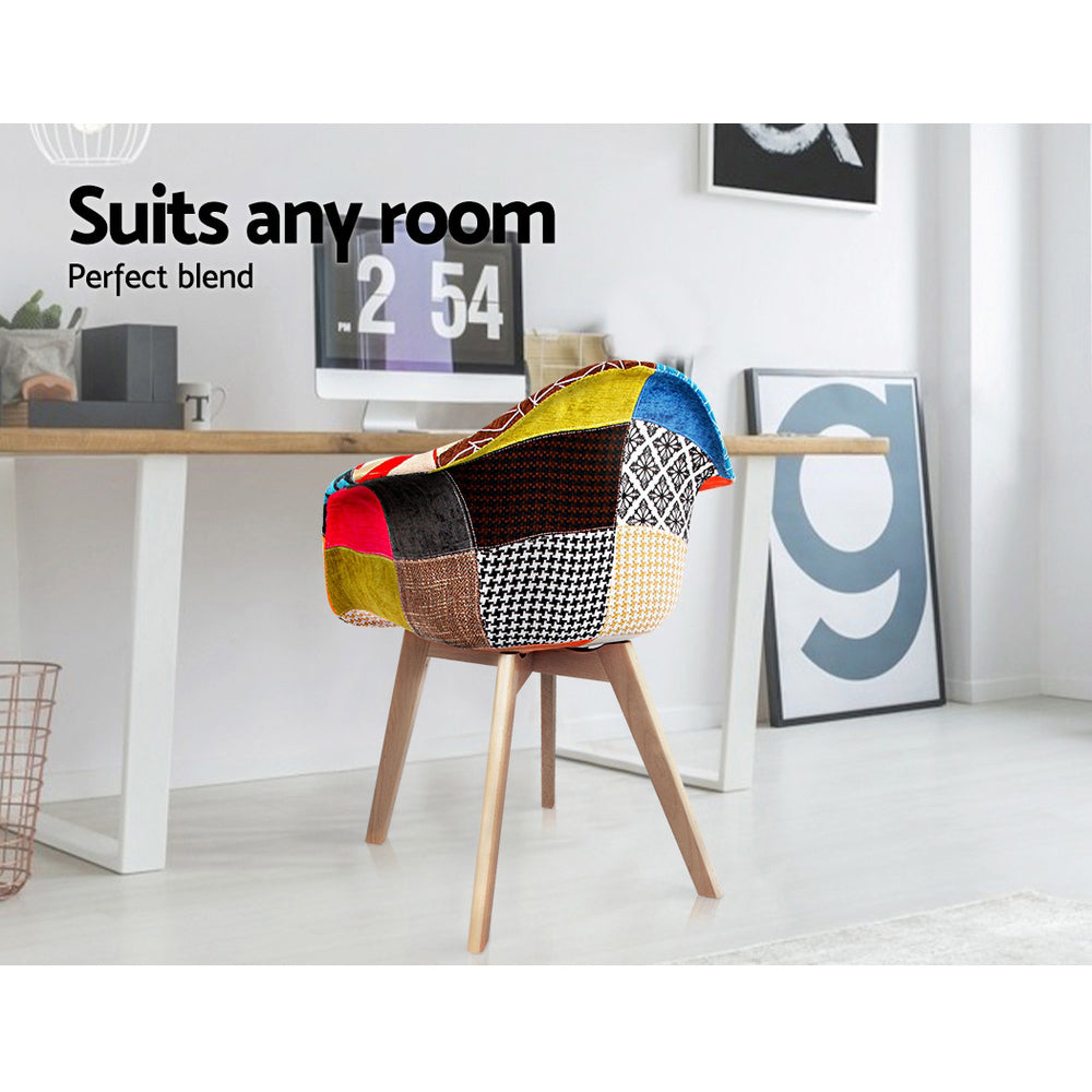 Artiss Fabric Dining Chairs x 2 - Multicolour