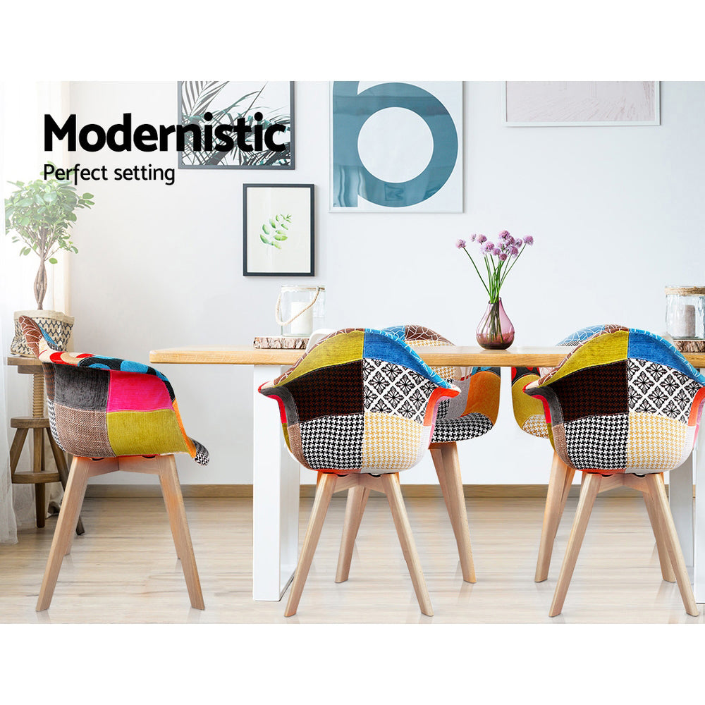 Artiss Fabric Dining Chairs x 2 - Multicolour