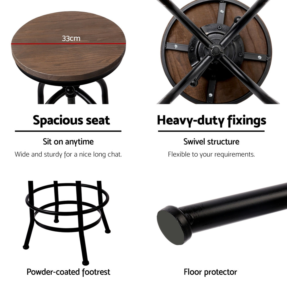 Artiss Vintage Style Bar Stools x 4 - Wooden