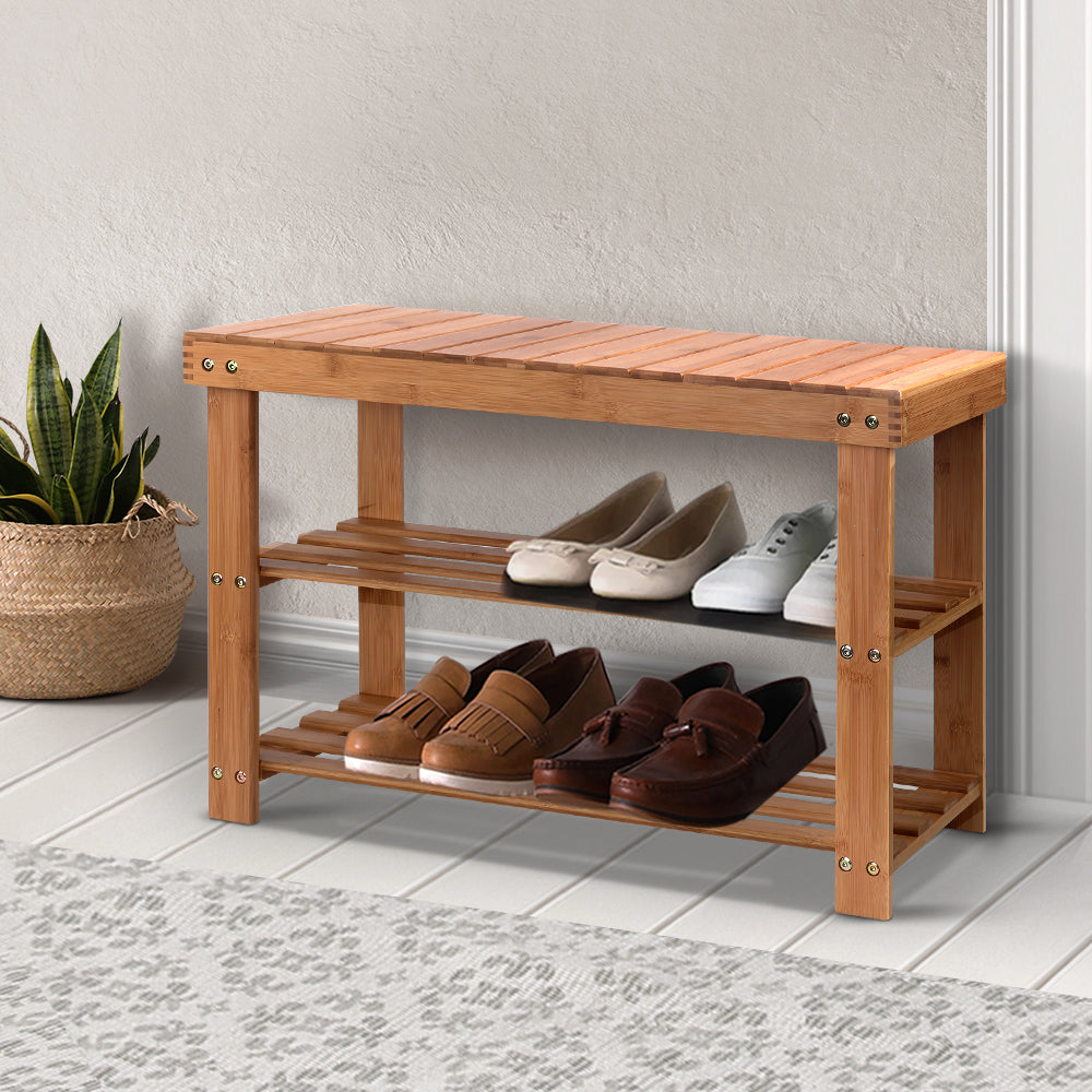 Artiss Bamboo Shoe Rack with Bench