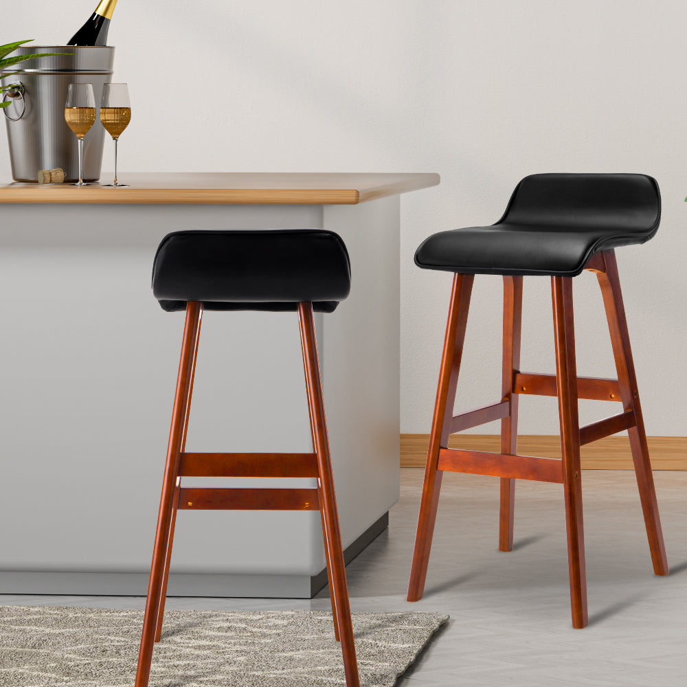 Artiss Wooden Bar Stools x 4 - Black