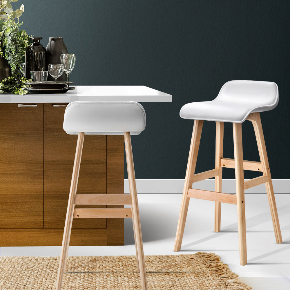 Artiss Wooden Bar Stools x 4 - White