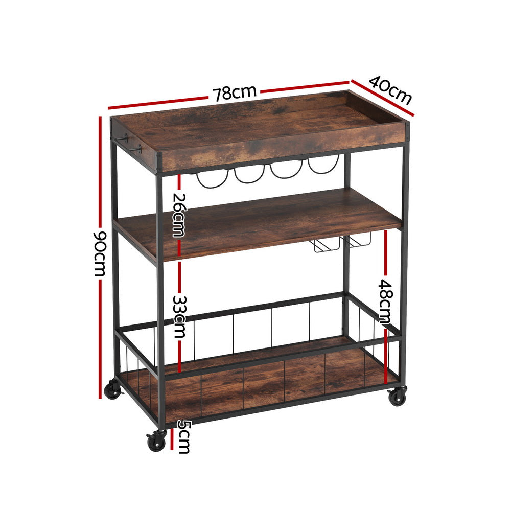Artiss Kitchen Island, Serving Cart on Wheels