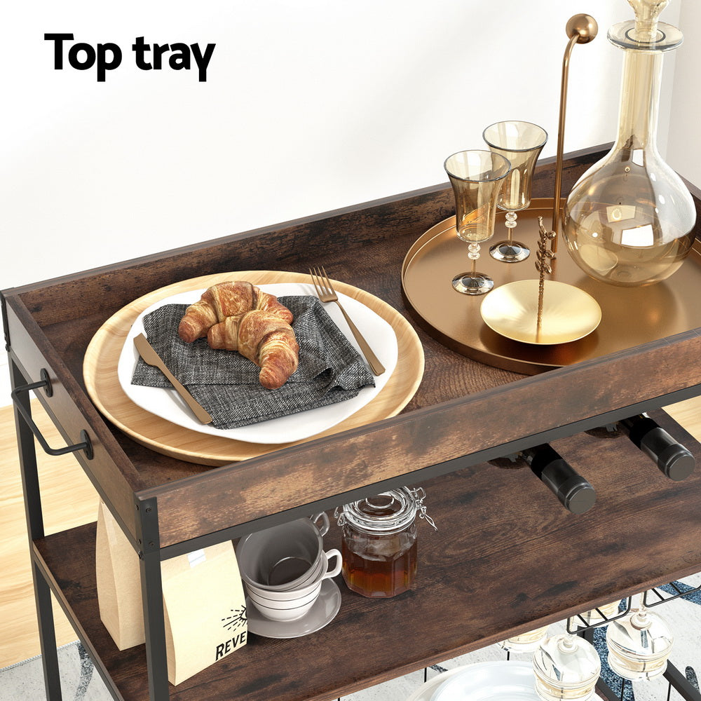 Artiss Kitchen Island, Serving Cart on Wheels