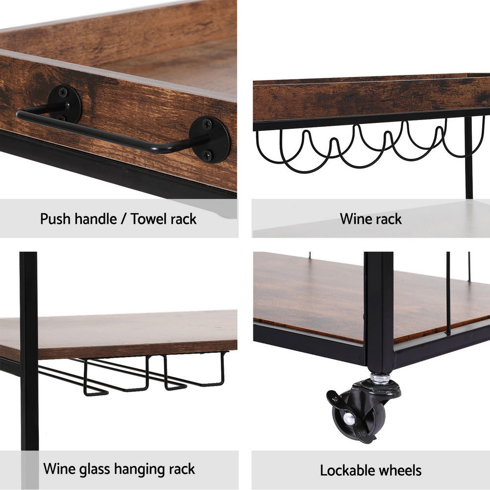 Artiss Kitchen Island, Serving Cart on Wheels