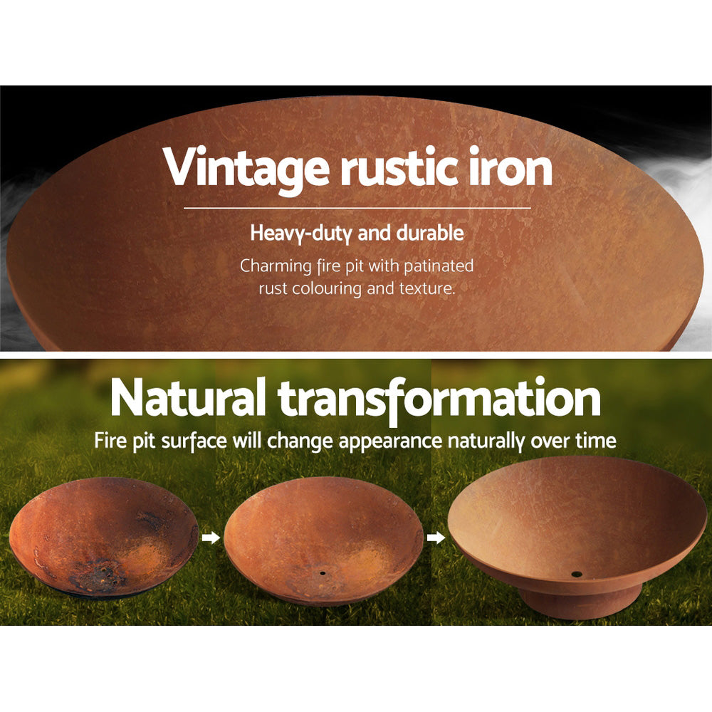 Grillz Rustic Fire Pit Bowl Cast Iron - 70cm