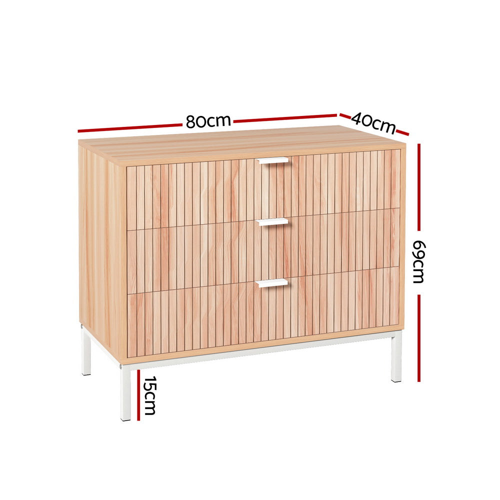 Artiss Lura Chest with 3 Drawers - Pine