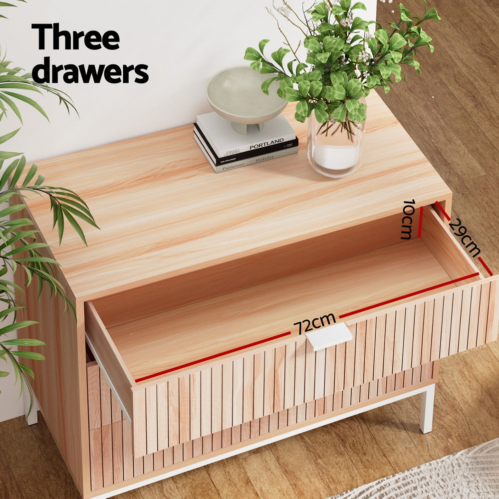 Artiss Lura Chest with 3 Drawers - Pine