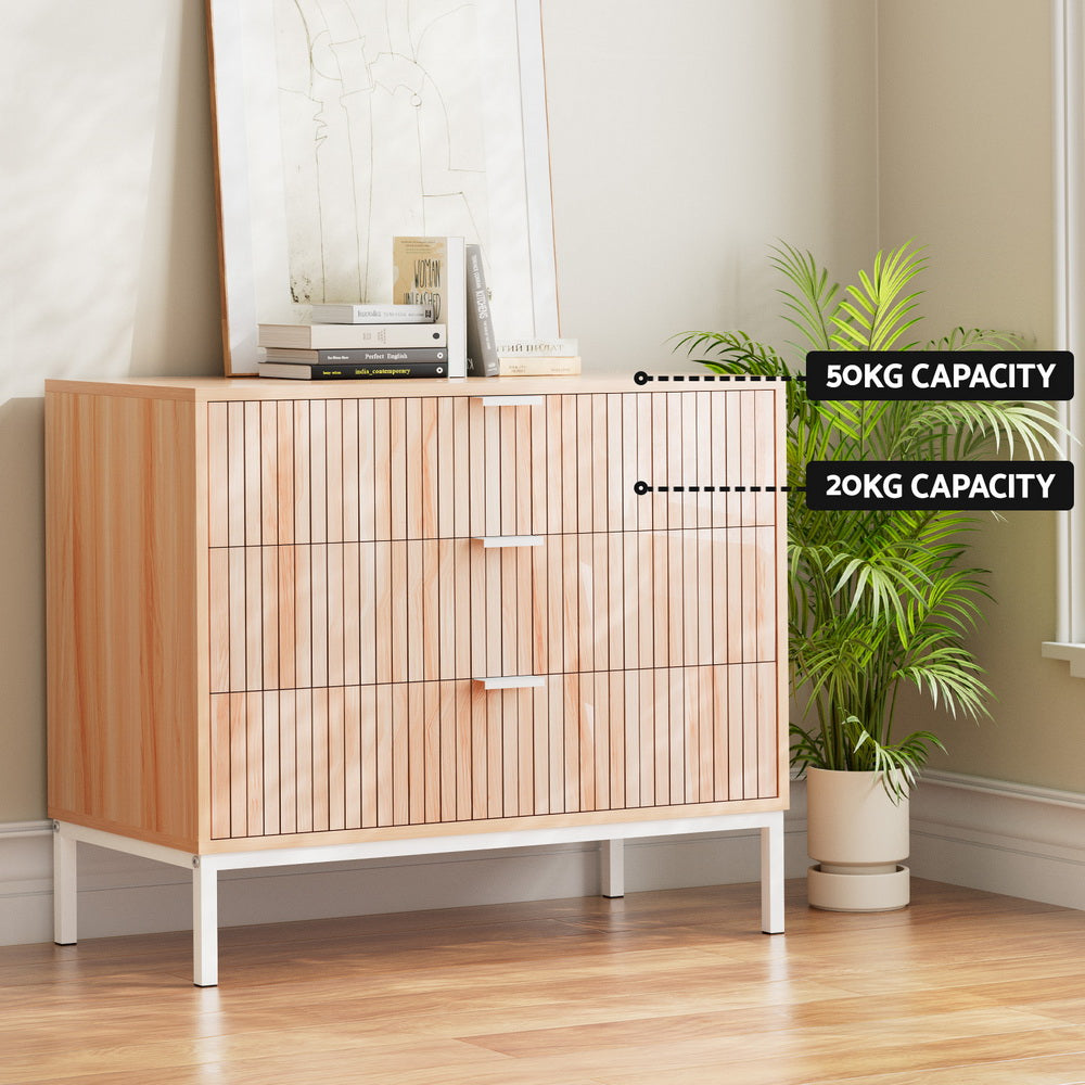 Artiss Lura Chest with 3 Drawers - Pine