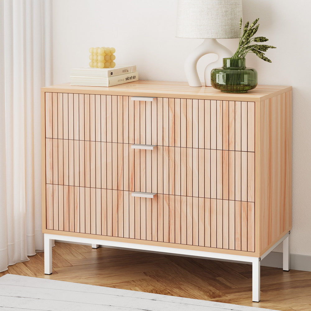 Artiss Lura Chest with 3 Drawers - Pine