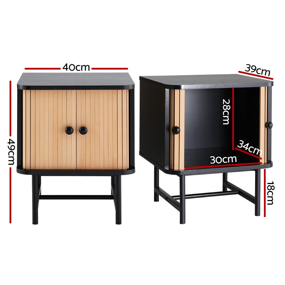Artiss Boris Bedside Table with Sliding Doors