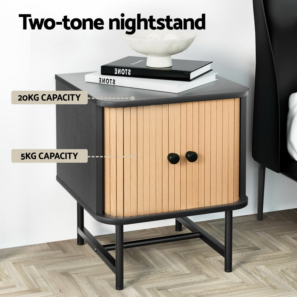 Artiss Boris Bedside Table with Sliding Doors