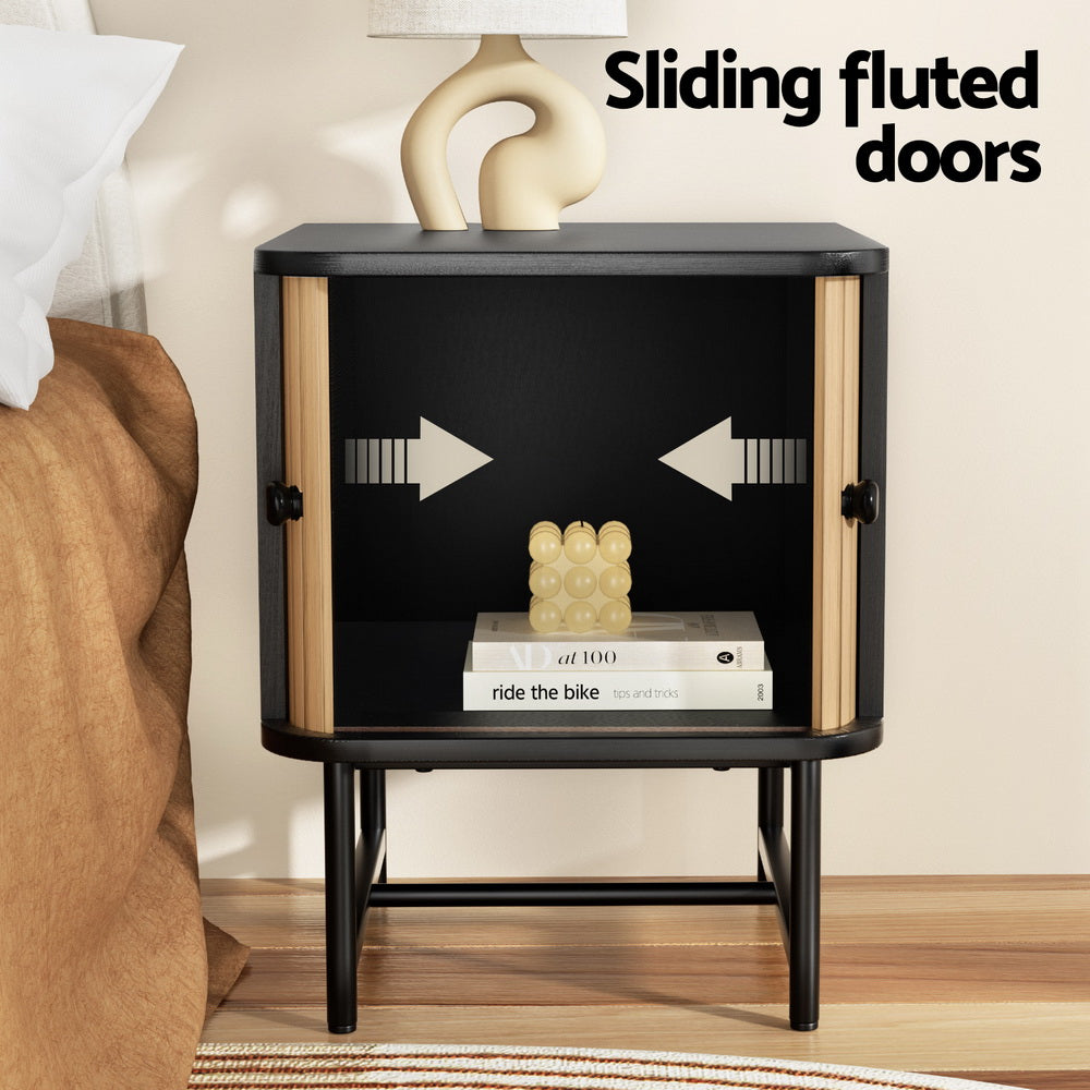 Artiss Boris Bedside Table with Sliding Doors