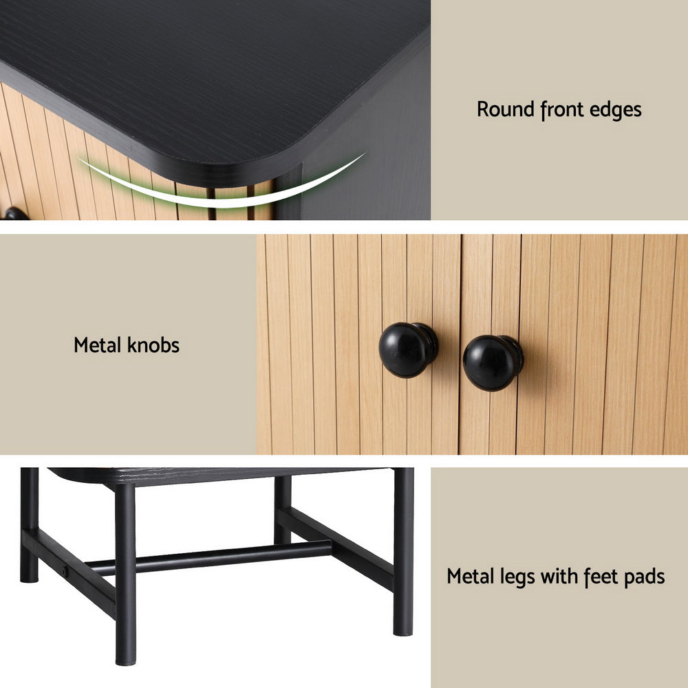 Artiss Boris Bedside Table with Sliding Doors