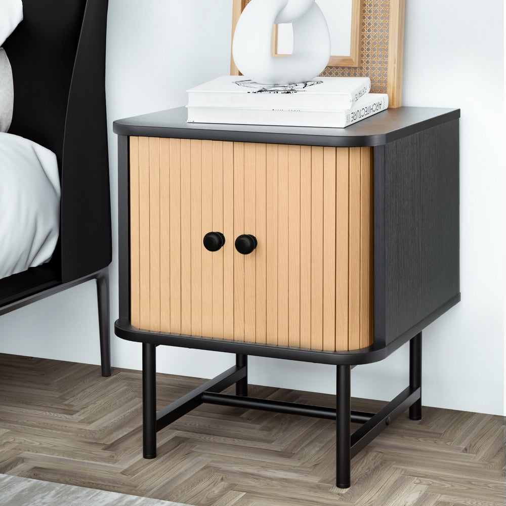 Artiss Boris Bedside Table with Sliding Doors