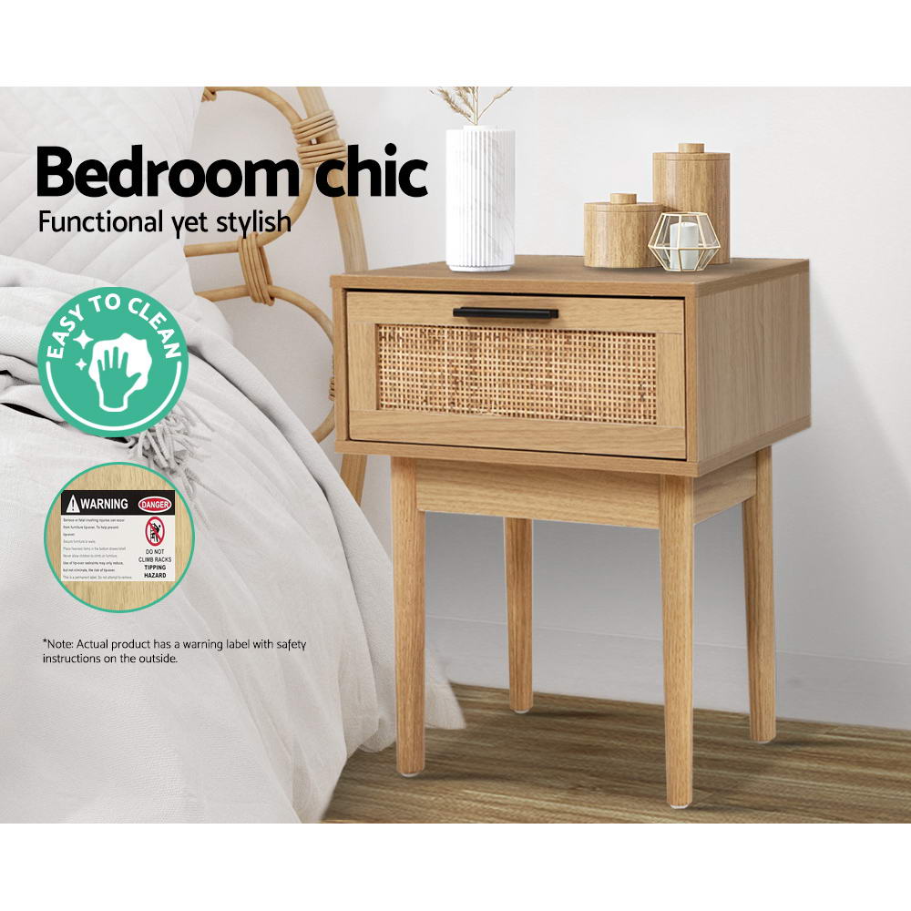 Artiss Bedside Table - Rattan