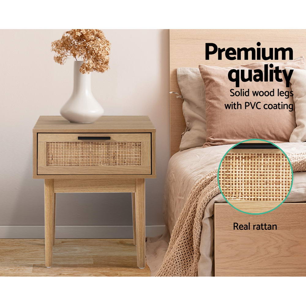 Artiss Bedside Table - Rattan