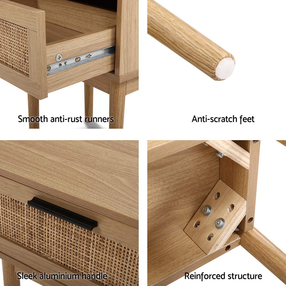Artiss Bedside Table - Rattan
