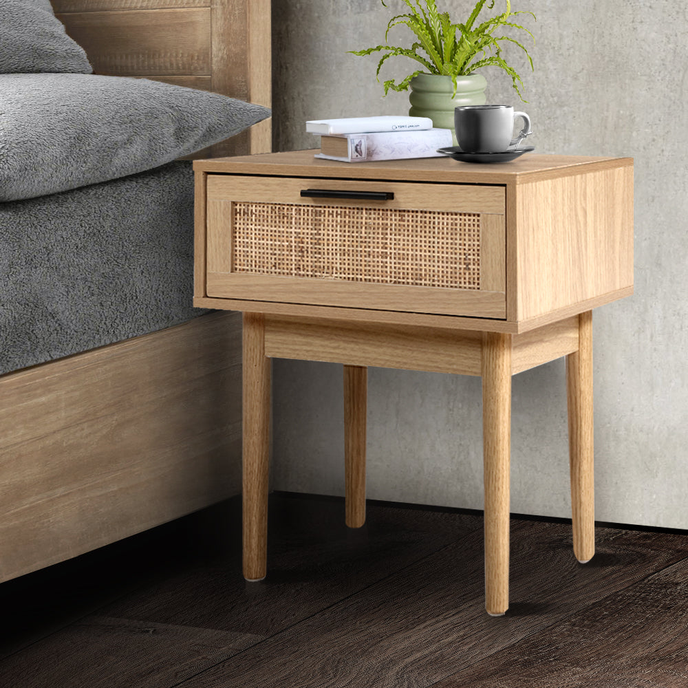 Artiss Bedside Table - Rattan