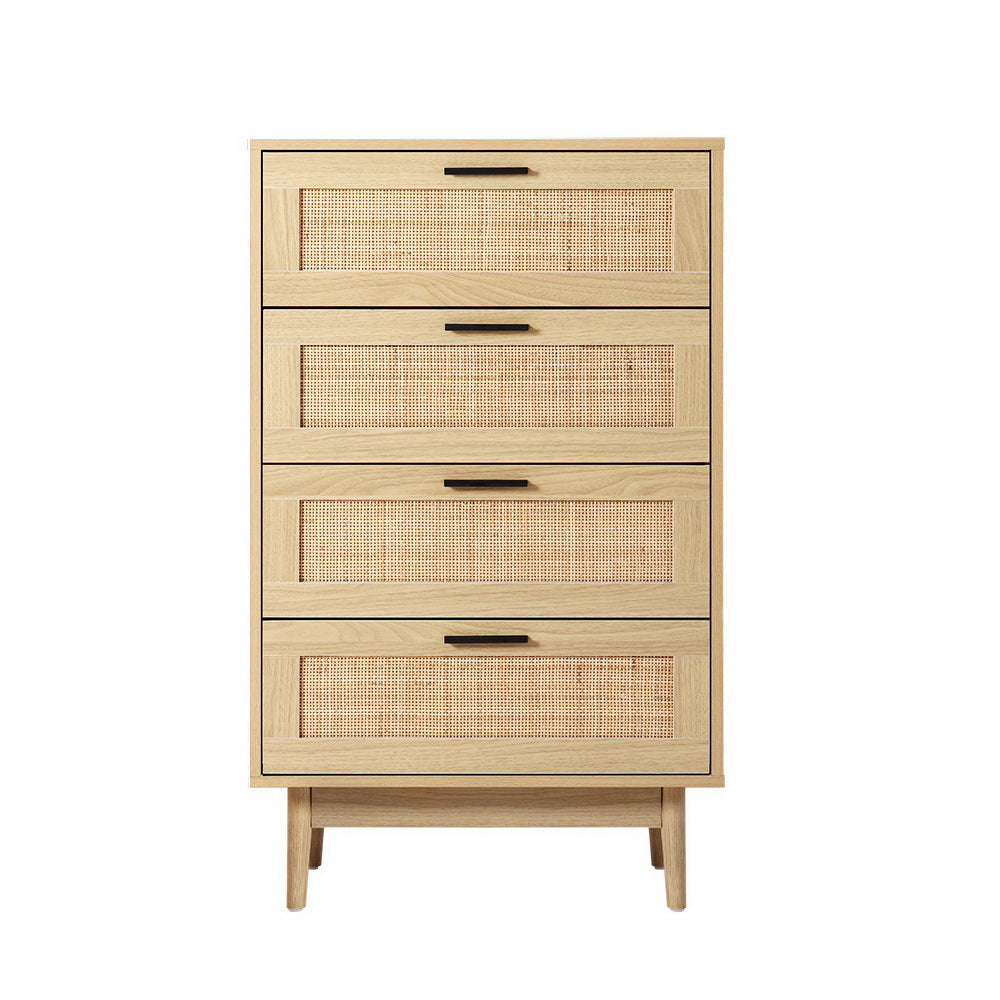 Artiss Briony Tallboy with 4 Drawers - Rattan