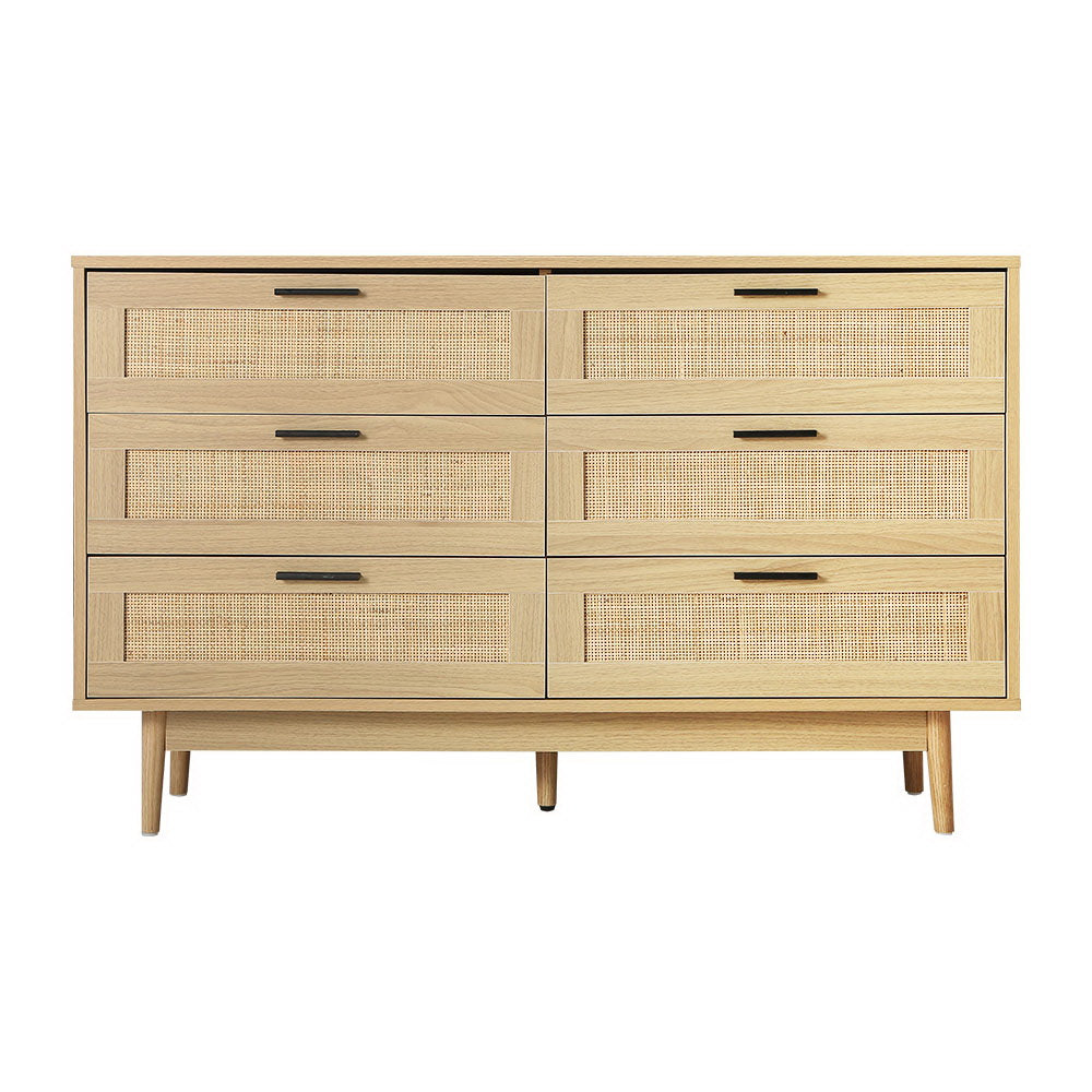Artiss Briony Chest of 6 Drawers - Rattan