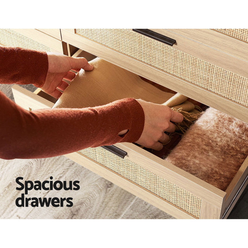 Artiss Briony Chest of 6 Drawers - Rattan