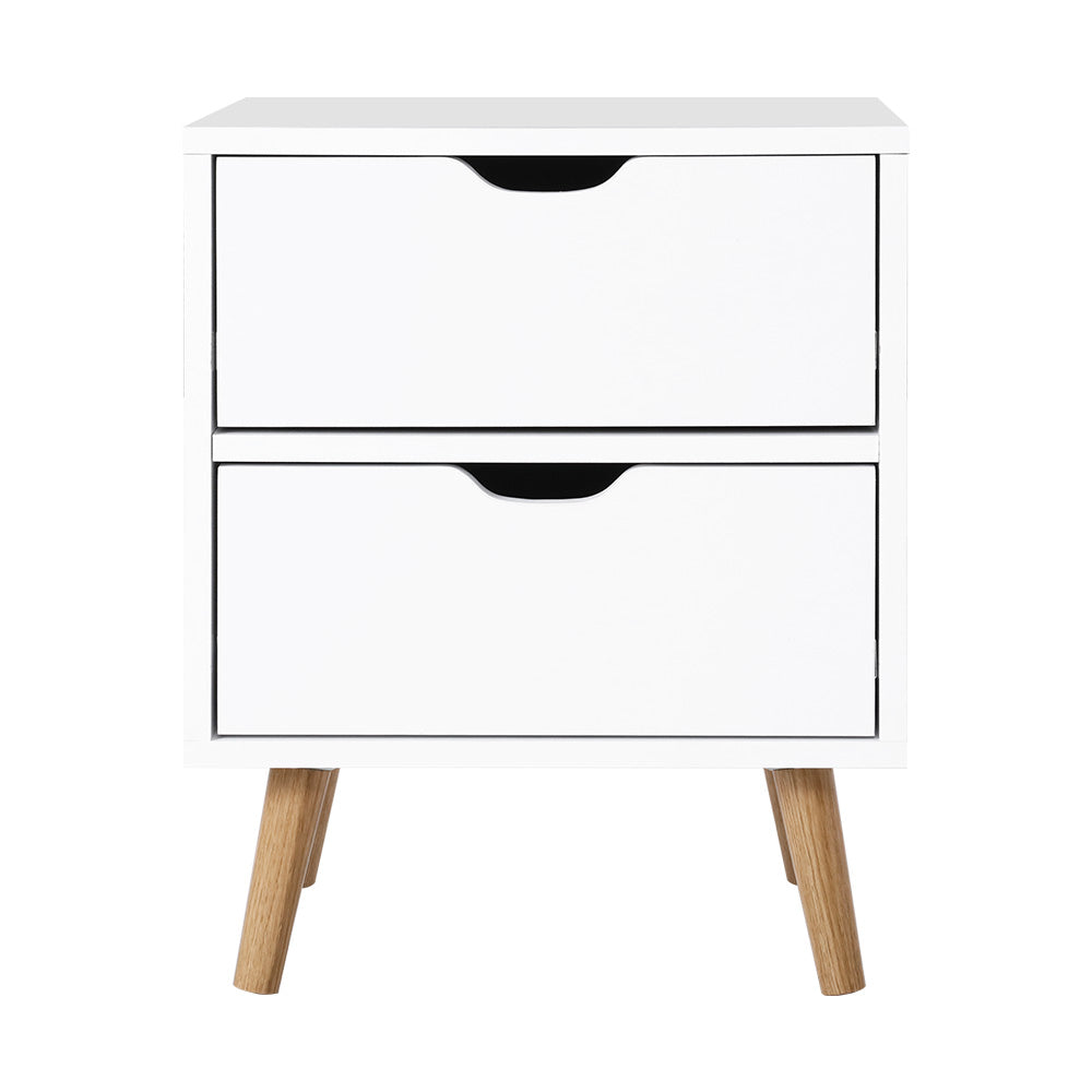 Artiss Boden Bedside Table with 2 Drawers - White