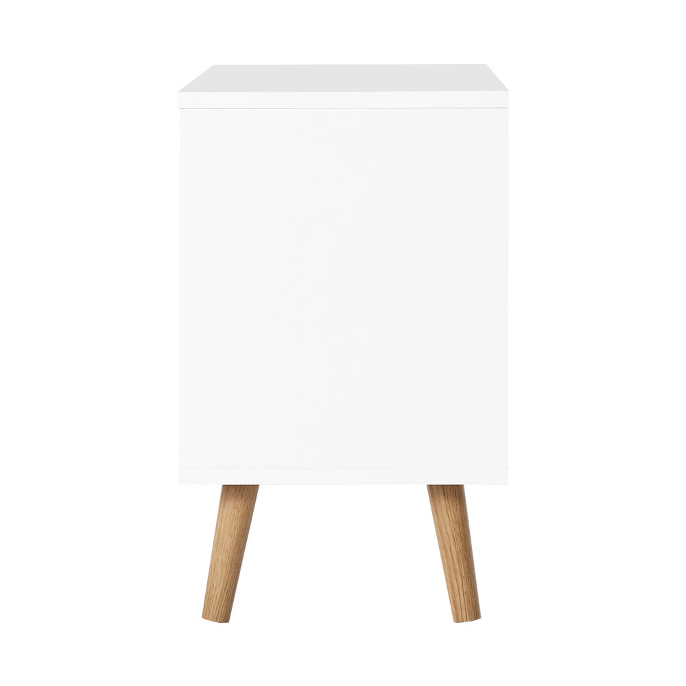 Artiss Boden Bedside Table with 2 Drawers - White