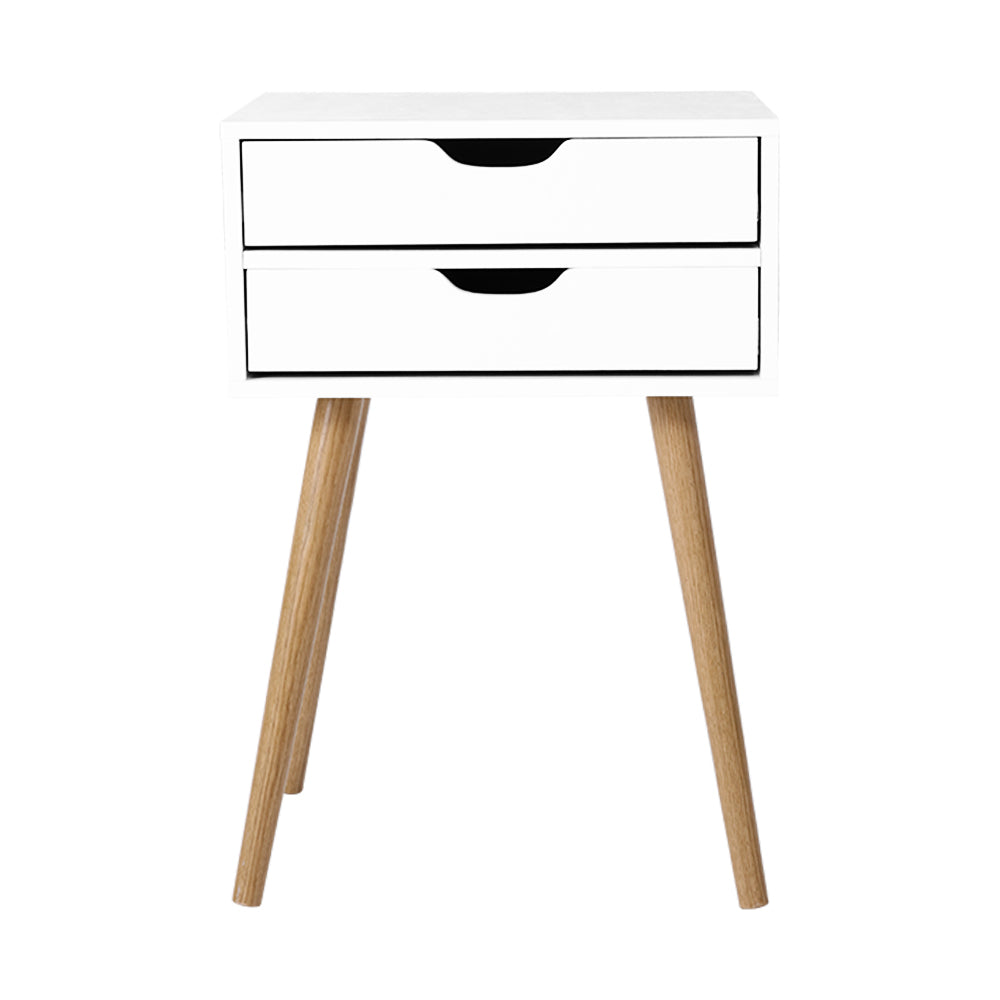Artiss Bodie Bedside Table with 2 Drawers - White