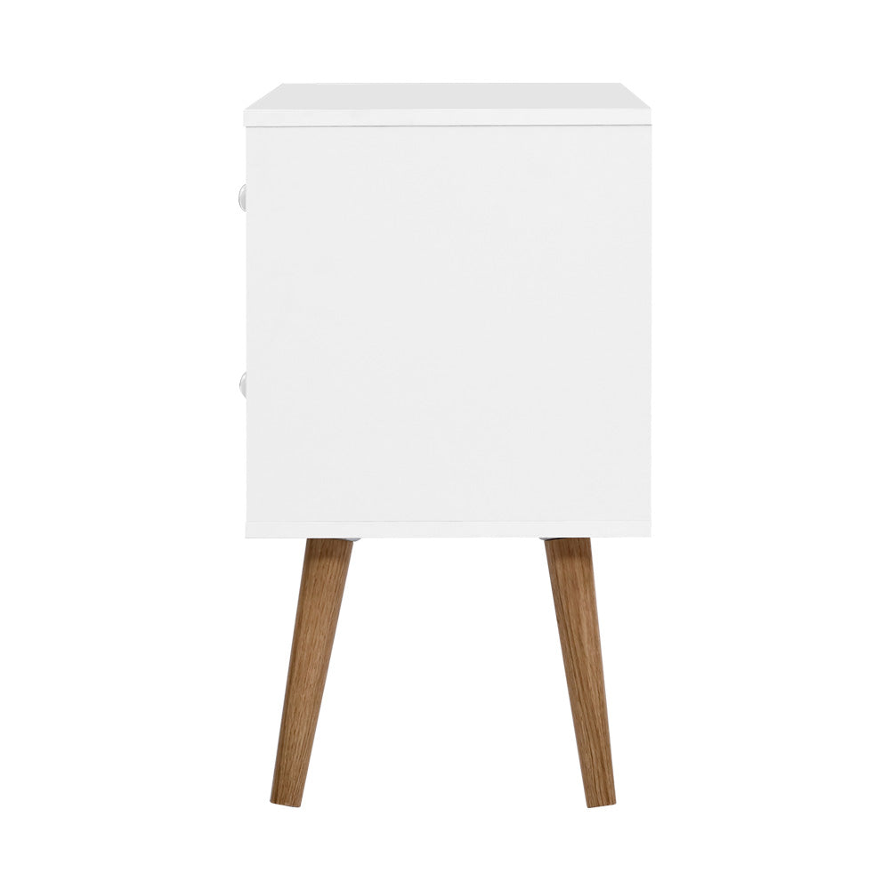 Artiss Bonds Bedside Table wh 2 Drawers - White, Black & Grey