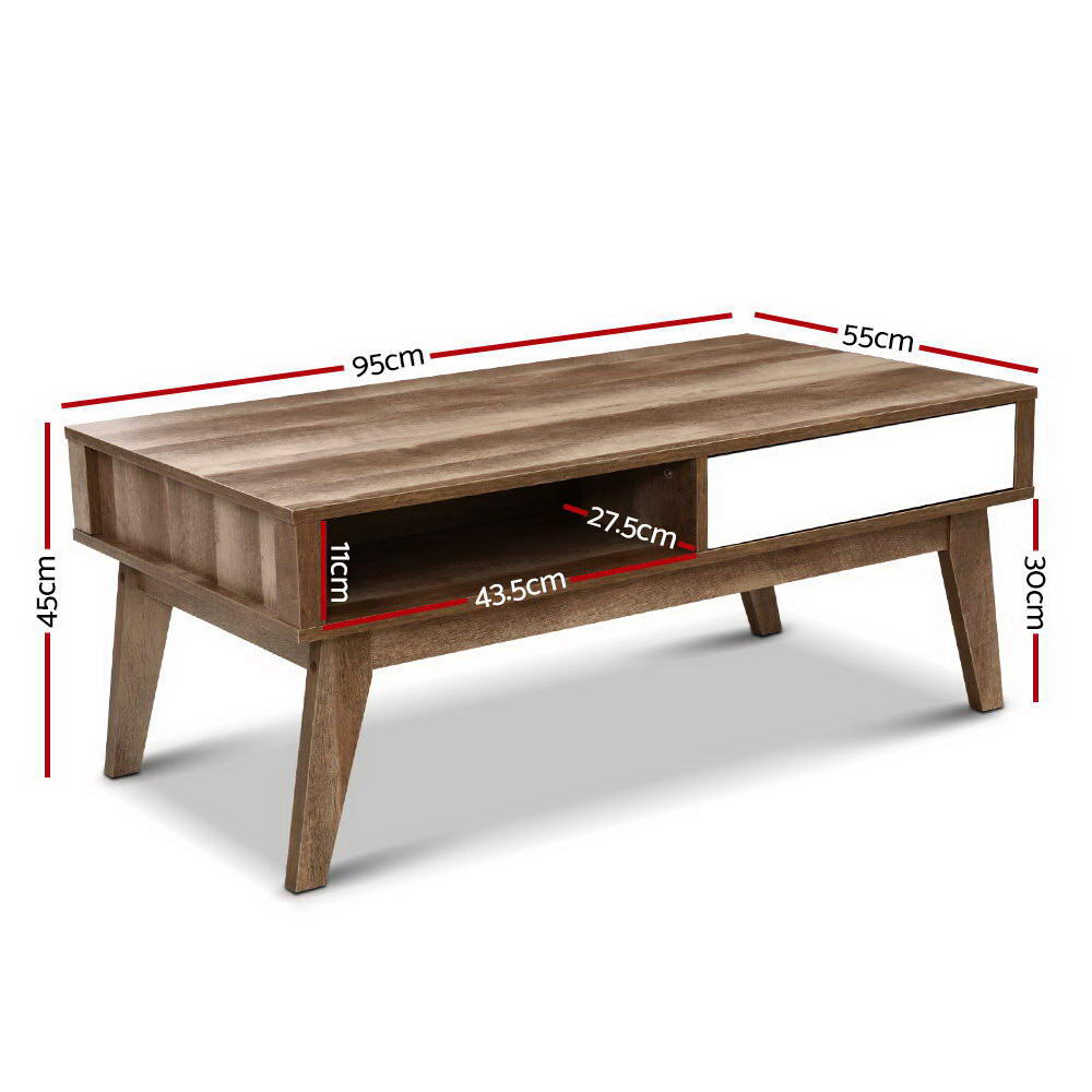 Artiss Serena Coffee Table with 2 Drawers - Walnut