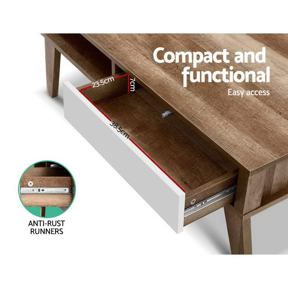 Artiss Serena Coffee Table with 2 Drawers - Walnut