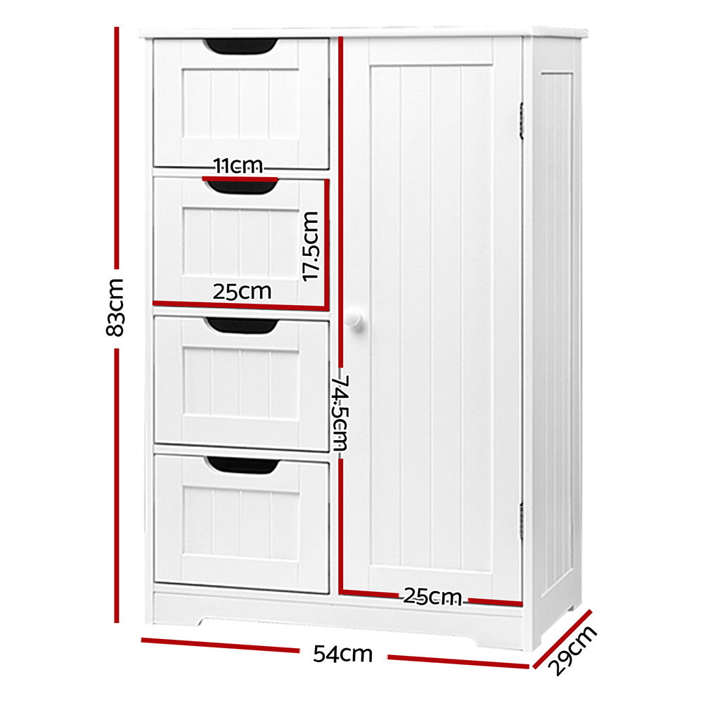 Artiss Tallboy Cabinet Storage with 4 Drawers - White
