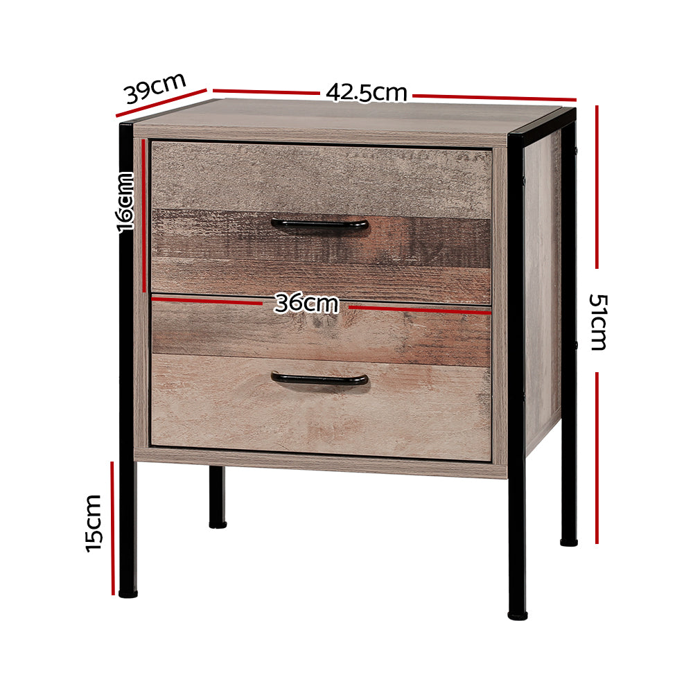 Artiss Barnly Bedside Table with 2 Drawer