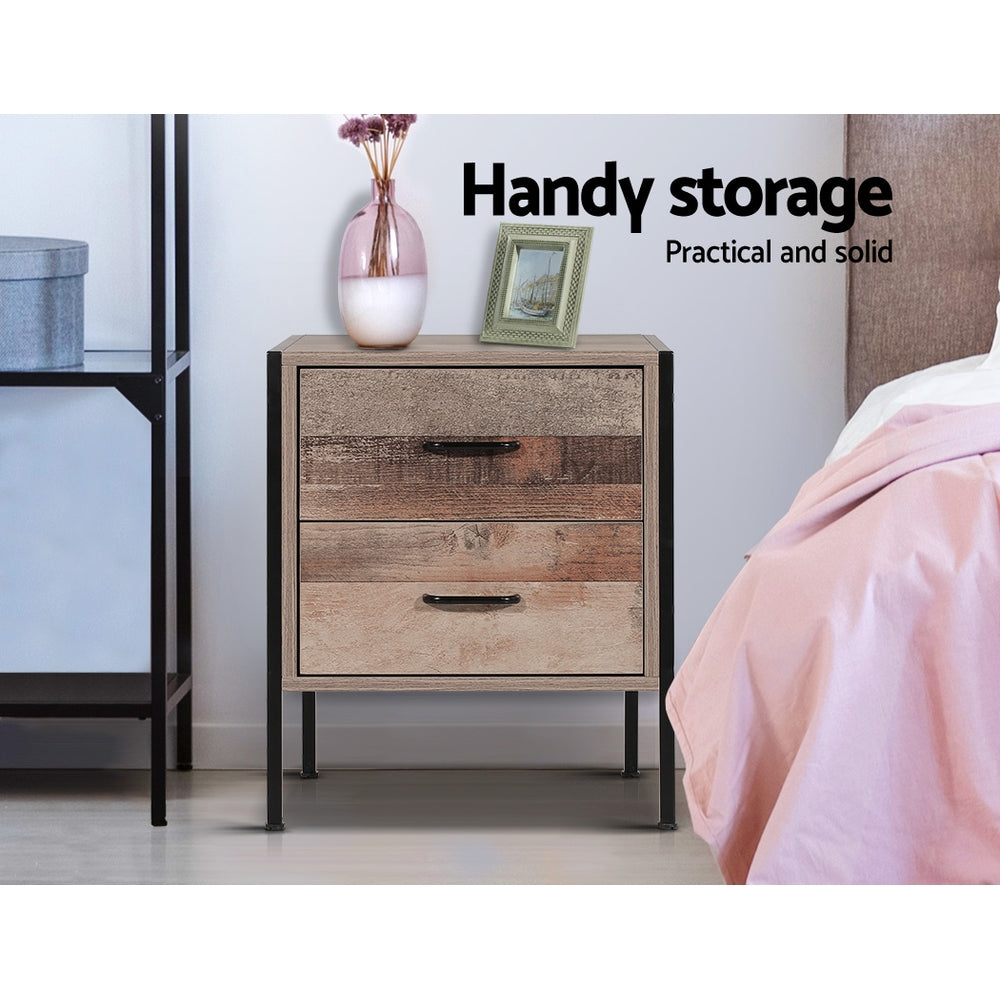 Artiss Barnly Bedside Table with 2 Drawer