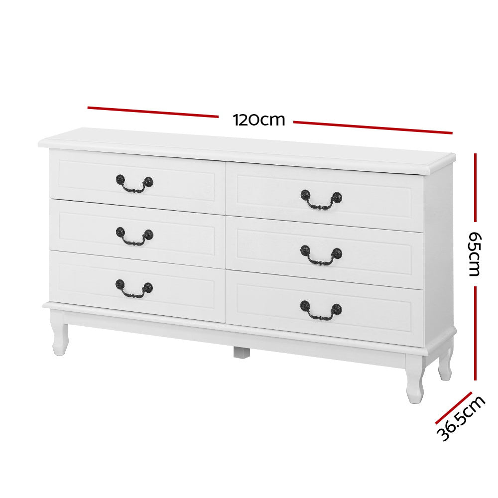 Artiss Chest of 6 Drawers - Kubi White