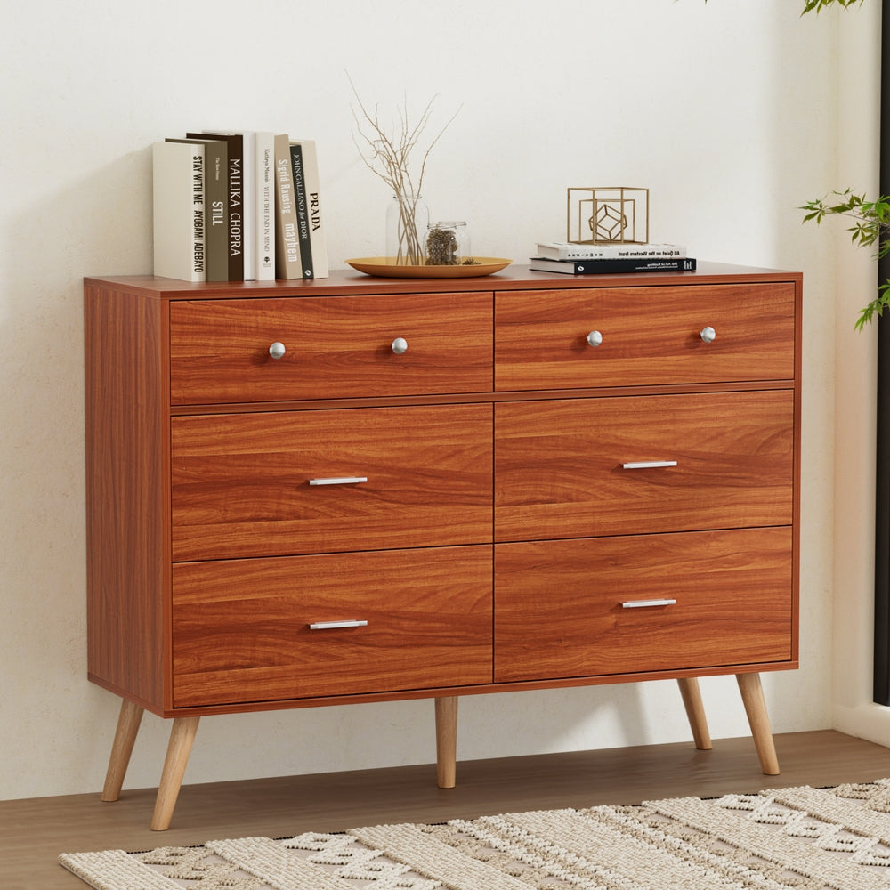 Artiss Chest of 6 Drawers - Walnut