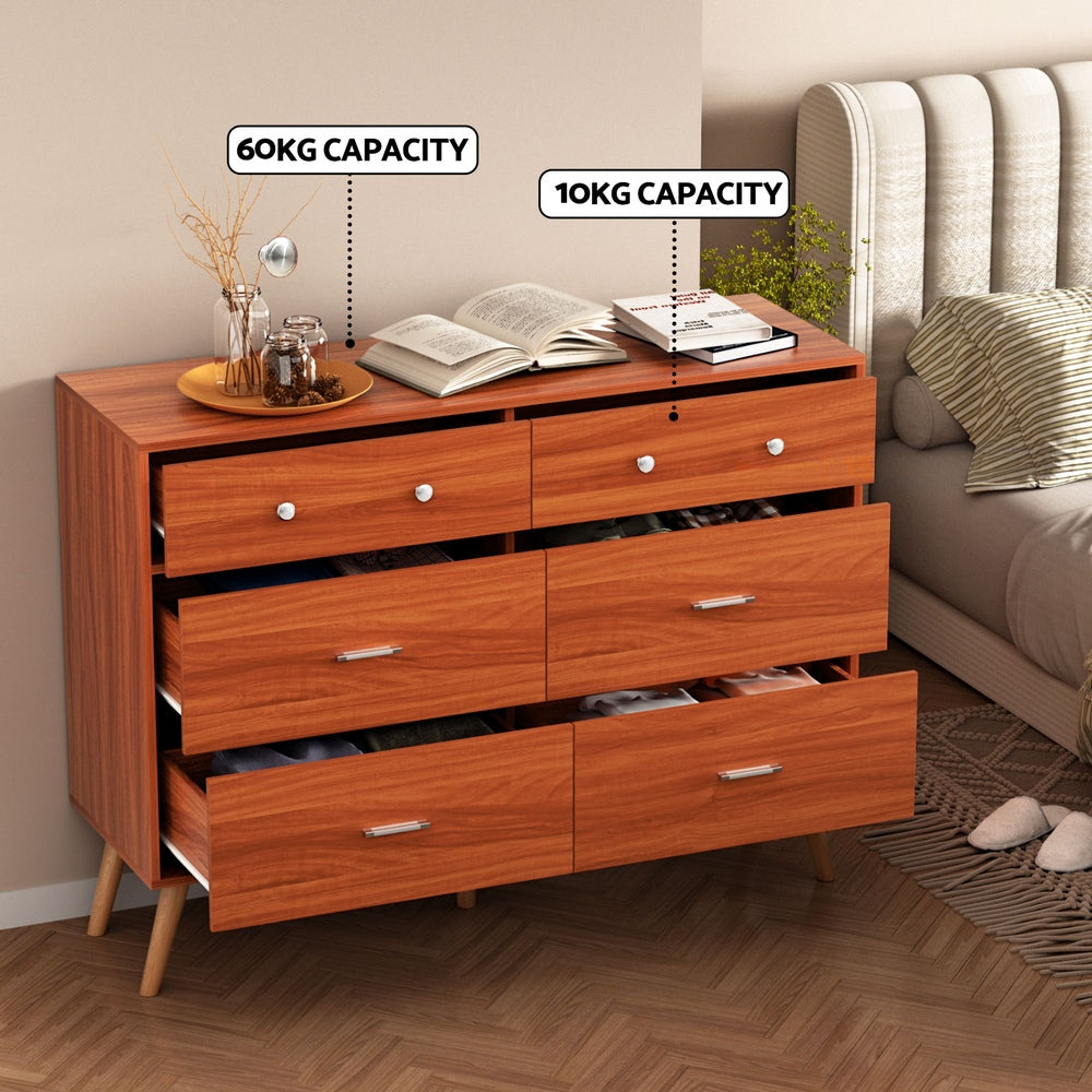 Artiss Chest of 6 Drawers - Walnut