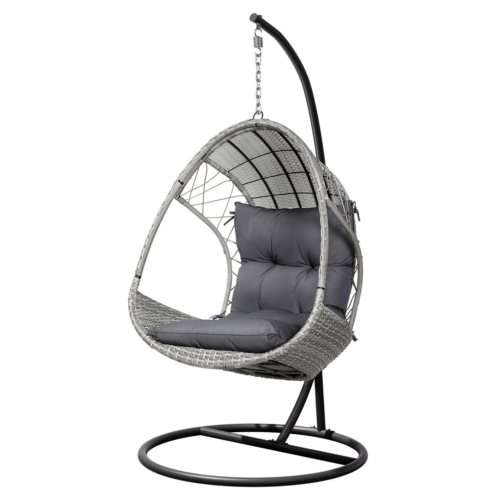 Gardeon Outdoor Egg Swing Chair - Light Grey