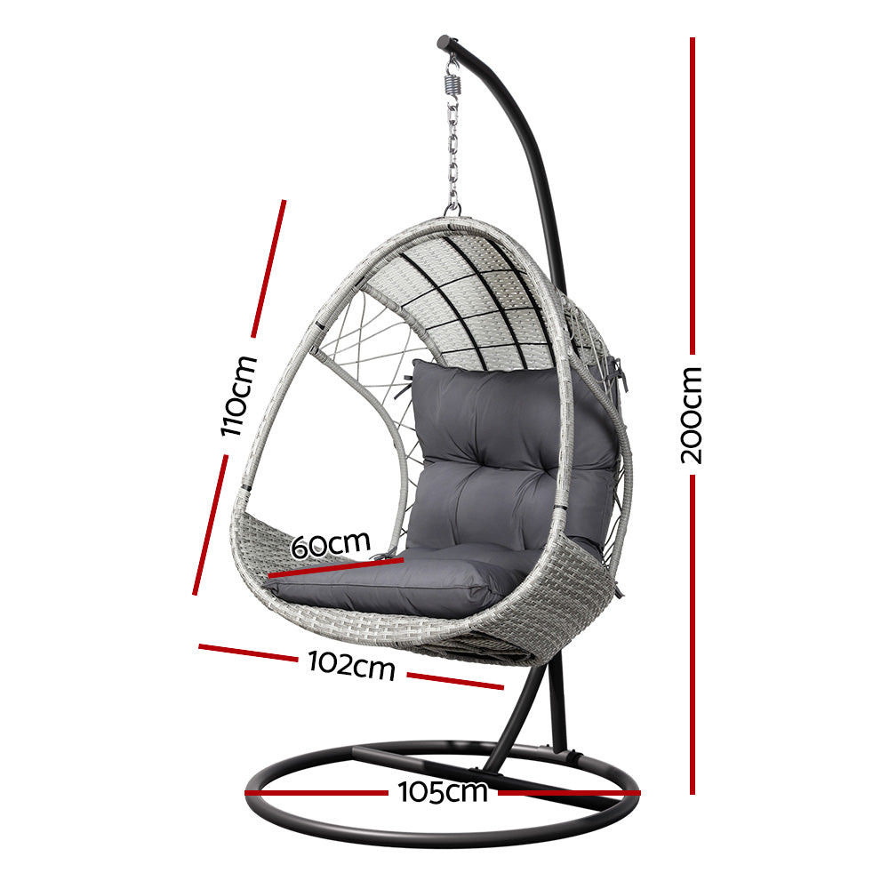 Gardeon Outdoor Egg Swing Chair - Light Grey