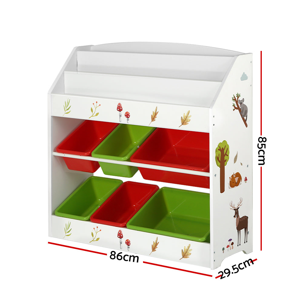 Keezi Kids Bookshelf - 6 x Bins