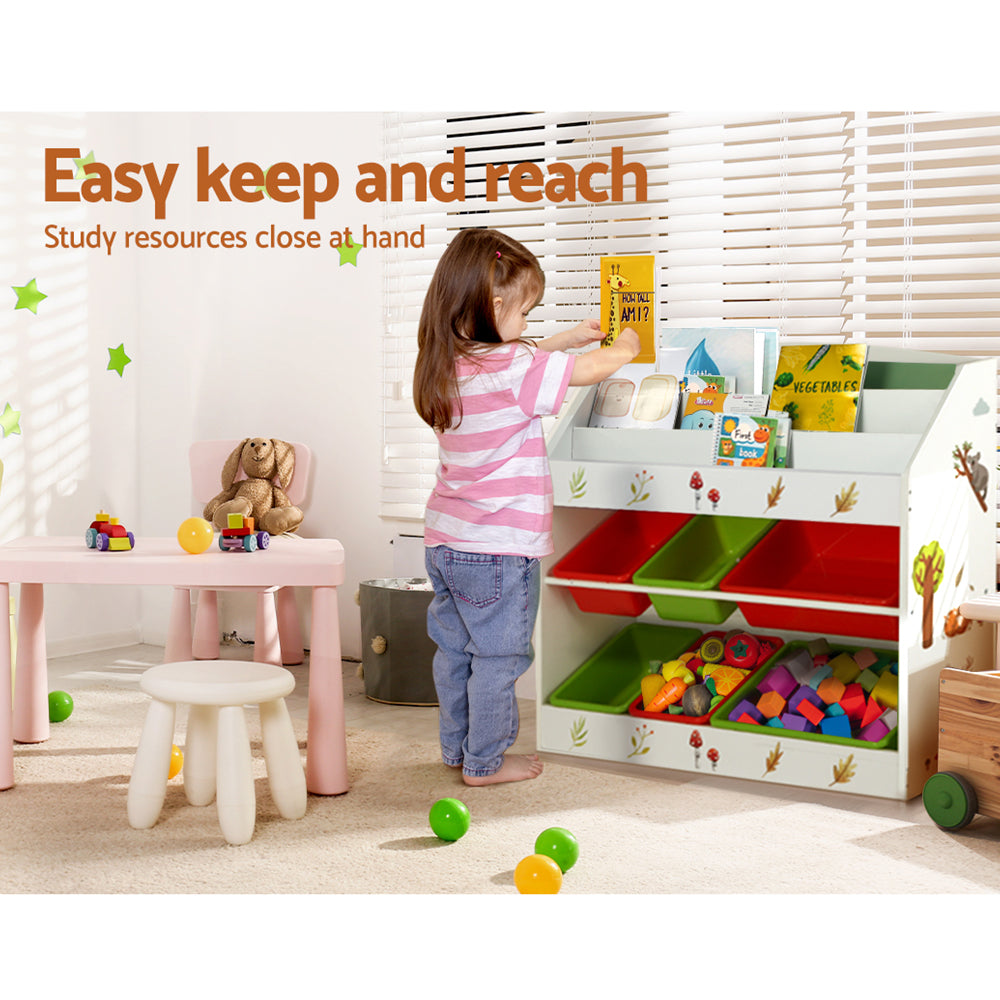 Keezi Kids Bookshelf - 6 x Bins