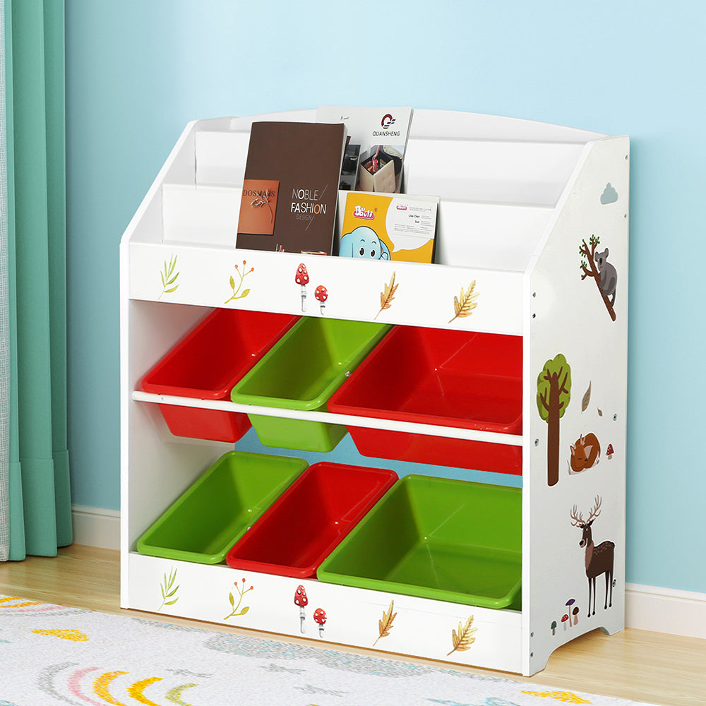 Keezi Kids Bookshelf - 6 x Bins