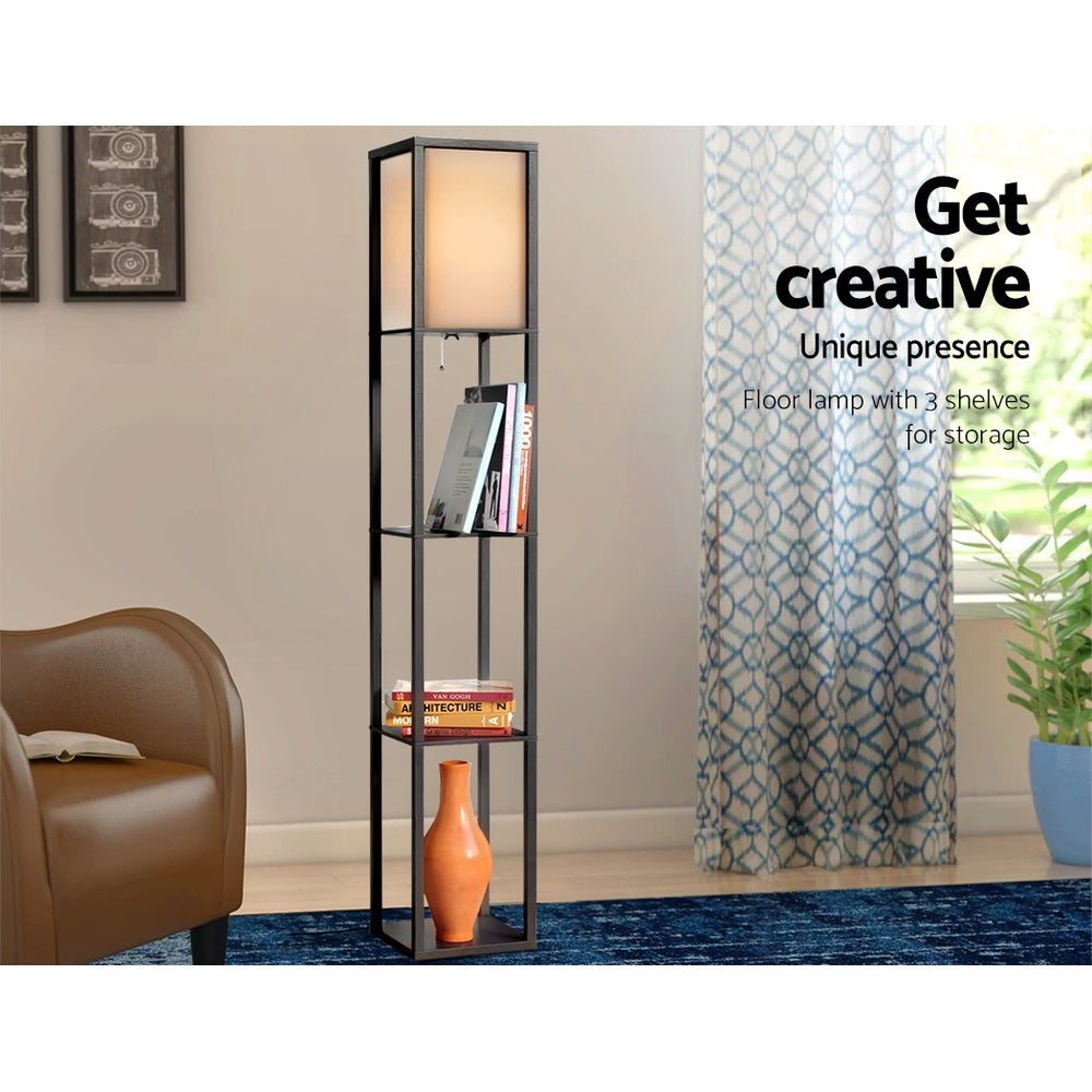Artiss Floor Lamp 3 Tier Shelf - Black